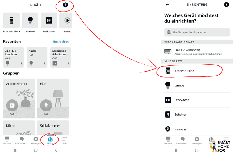 Amazon Alexa App Echon Gerät hinzufügen